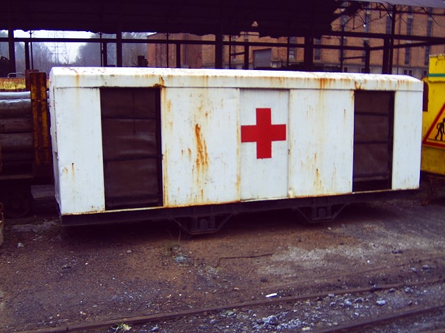A mine car for the transportation of injured miners !