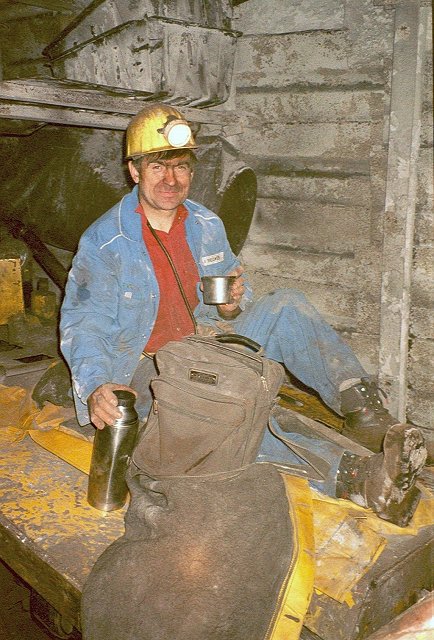 A miner during a break underground !