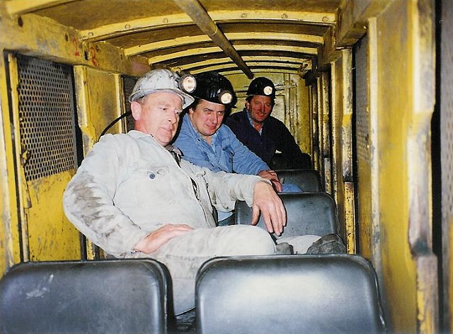 In a mine car underground !
